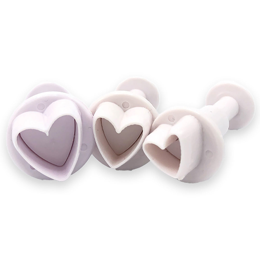 Trío de cortadores de fondant - Corazones