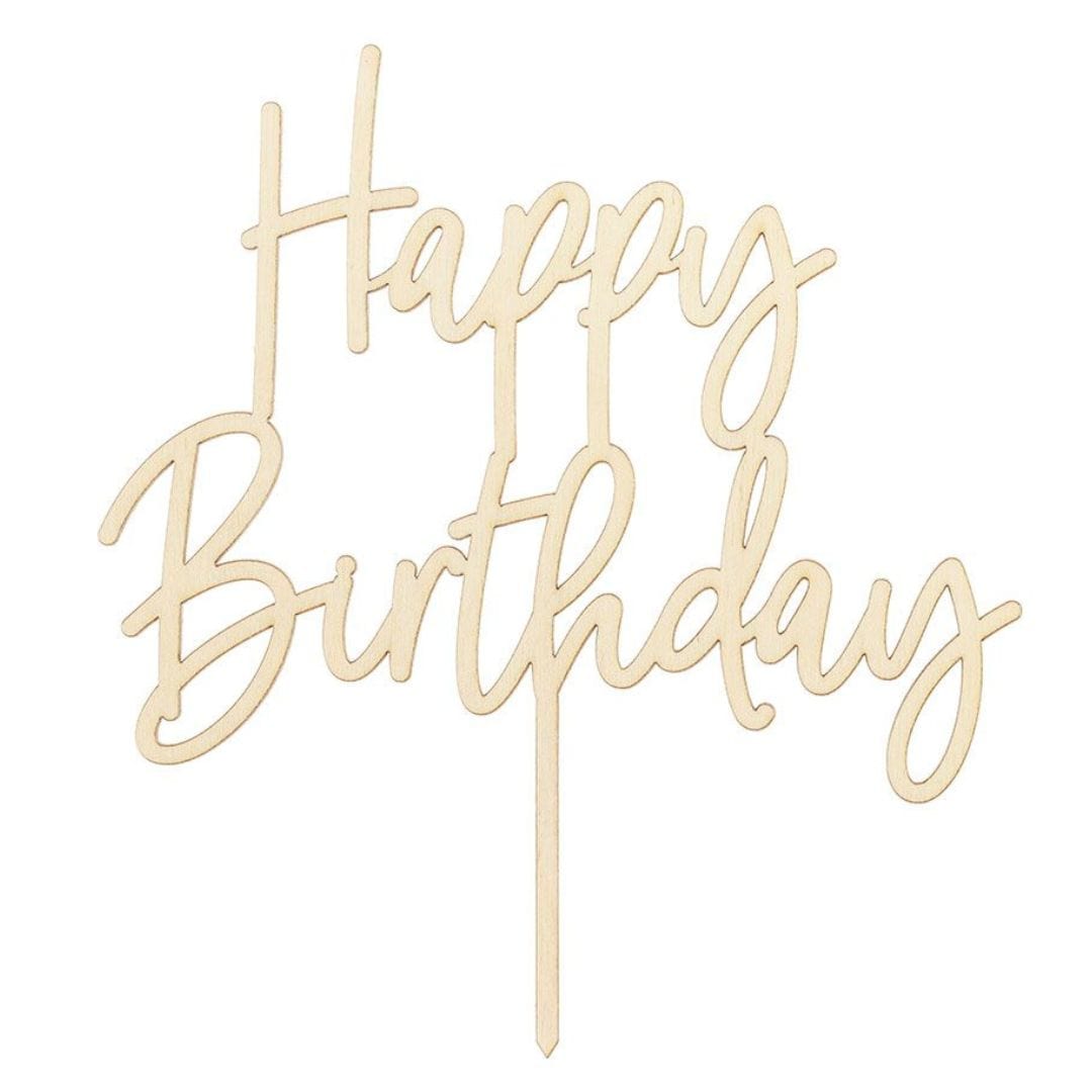 Happy Sprinkles Streusel Cake Topper - Happy Birthday Wood