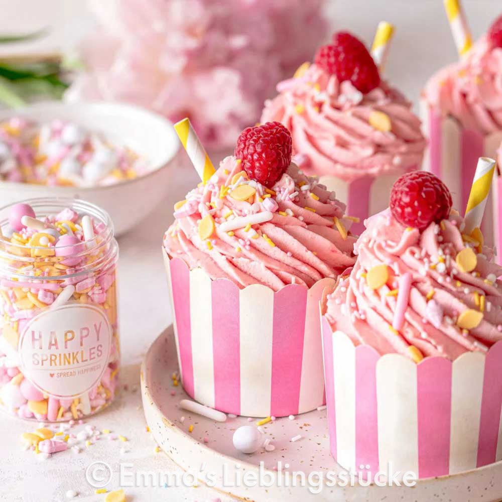 Moldes de repostería a rayas rosas y blancas